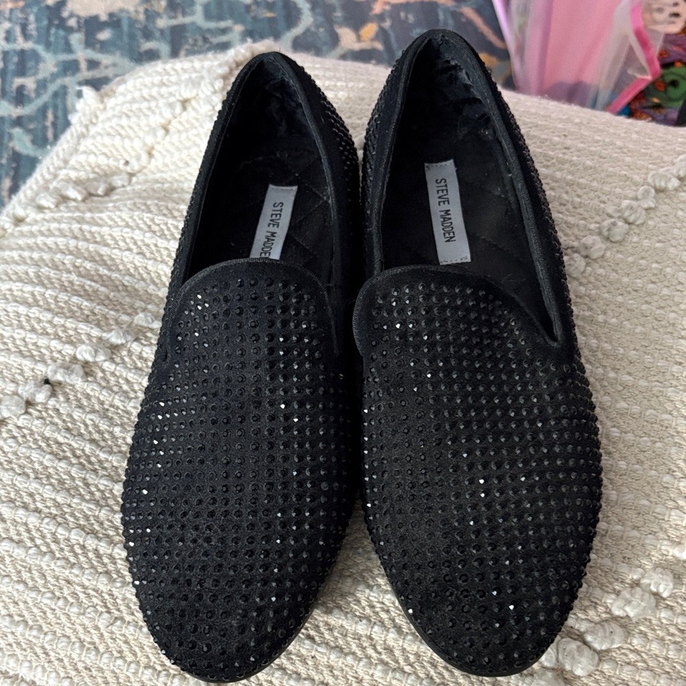 Steve Madden Men's Black Rhinestone Loafers